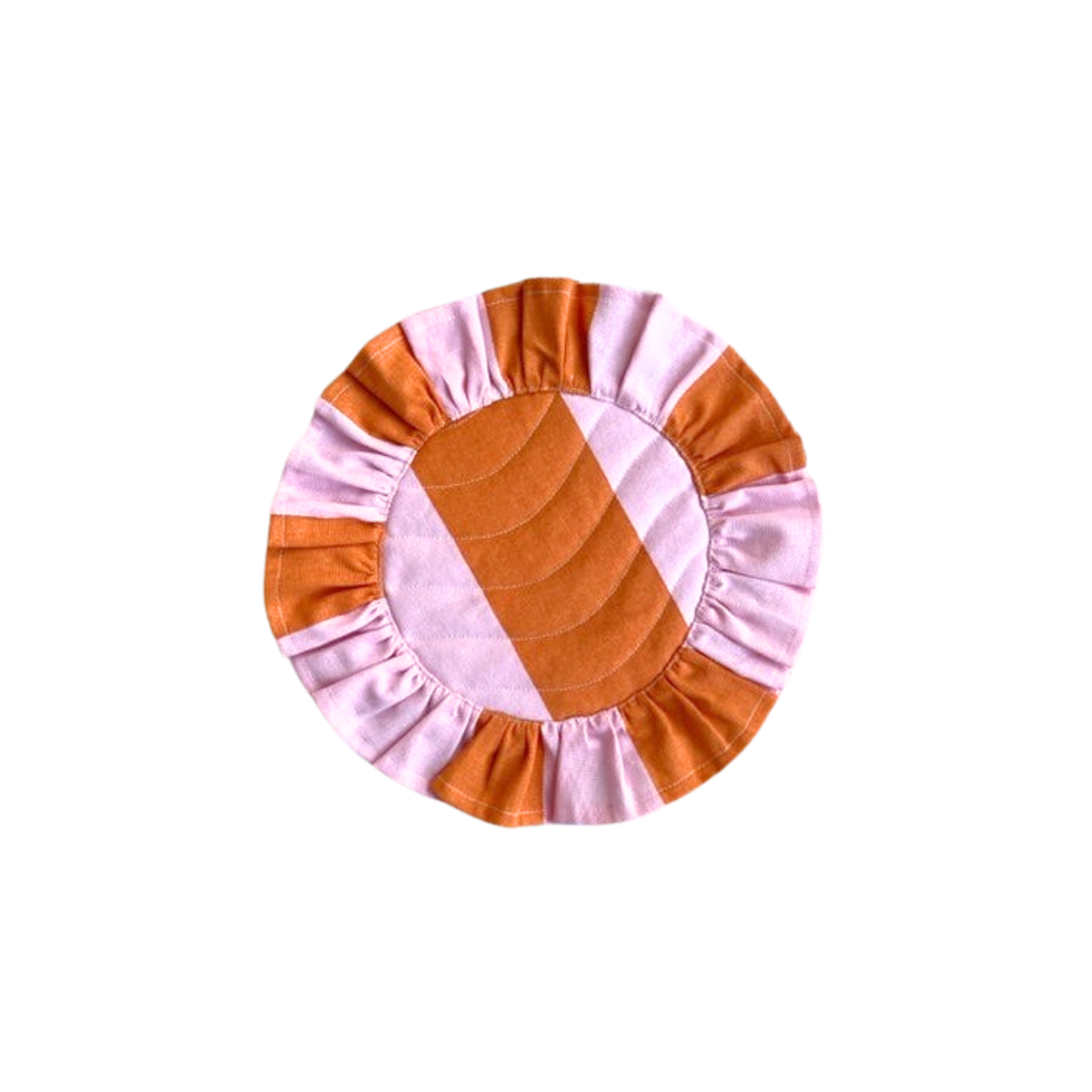 Serviet til brødkurv, rosa/cognac - Ø30 cm.